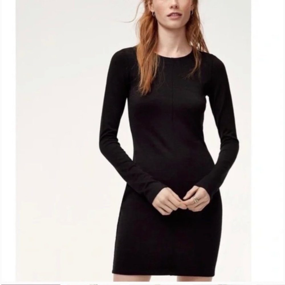 Aritzia Wilfred Free Garima Black Long Sleeve Dress Sz Large